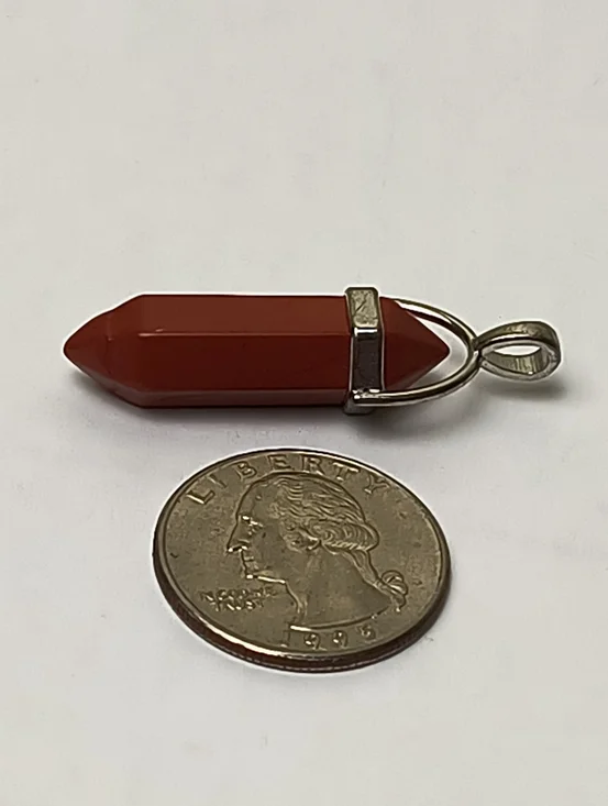 Red Double-Pointed Crystal Pendant Necklace Charm - Picture 3 of 4